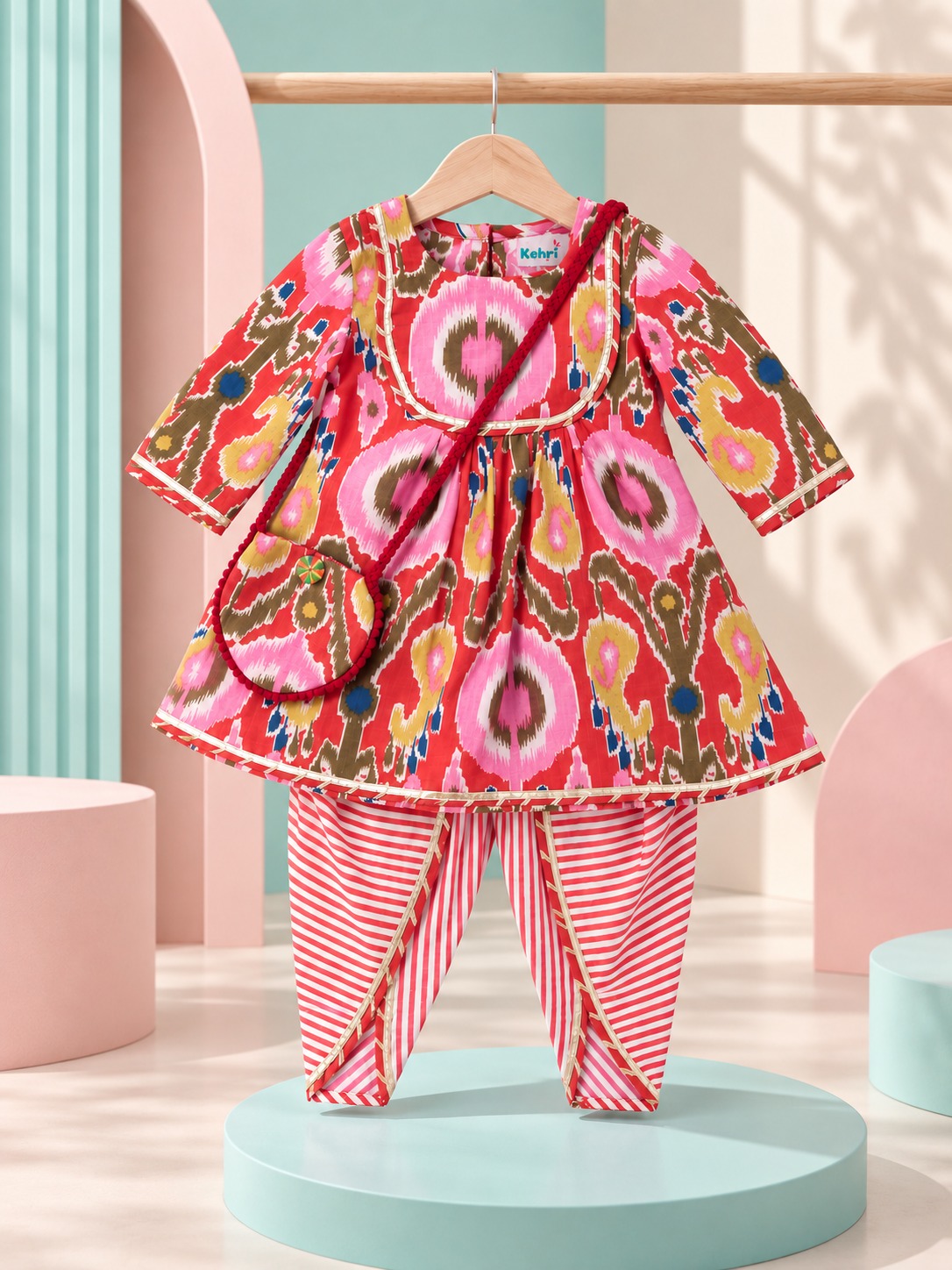 Kehri girls ethnic - Red